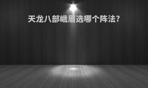 天龙八部峨眉选哪个阵法?