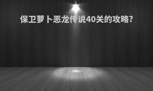 保卫萝卜恶龙传说40关的攻略?