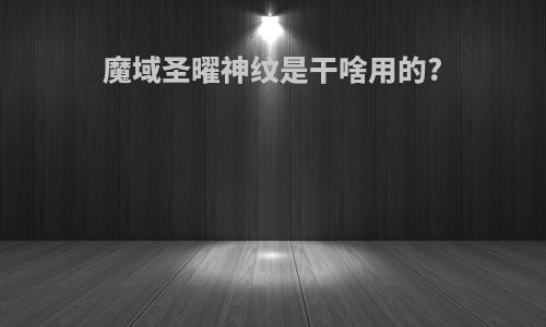 魔域圣曜神纹是干啥用的?