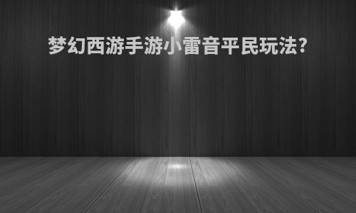 梦幻西游手游小雷音平民玩法?