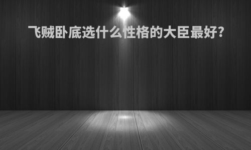 飞贼卧底选什么性格的大臣最好?