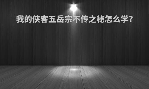 我的侠客五岳宗不传之秘怎么学?