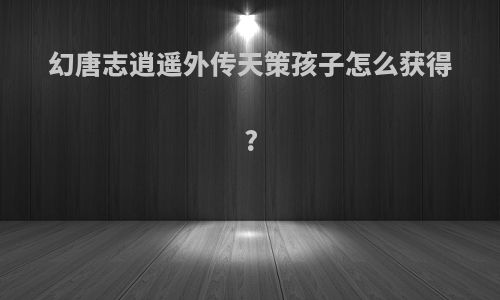 幻唐志逍遥外传天策孩子怎么获得?