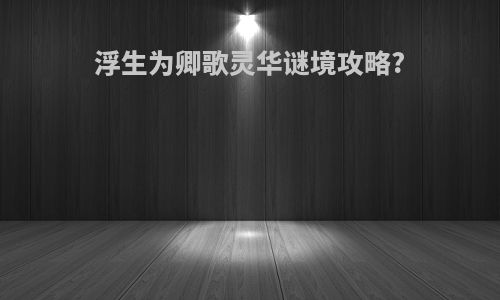 浮生为卿歌灵华谜境攻略?