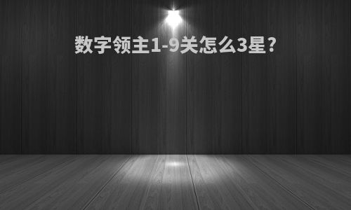 数字领主1-9关怎么3星?