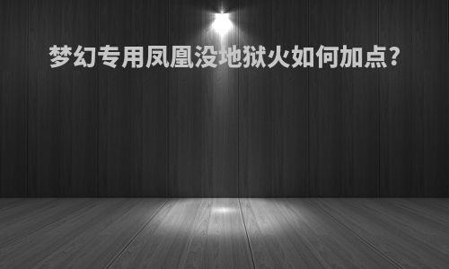 梦幻专用凤凰没地狱火如何加点?