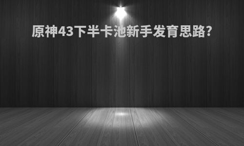 原神43下半卡池新手发育思路?