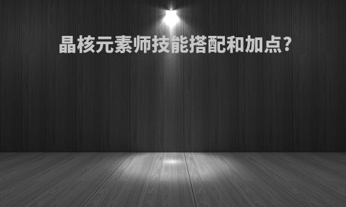 晶核元素师技能搭配和加点?