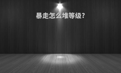 暴走怎么堆等级?