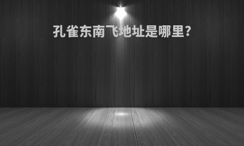孔雀东南飞地址是哪里?