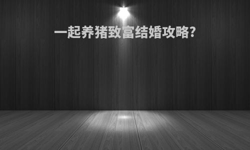 一起养猪致富结婚攻略?