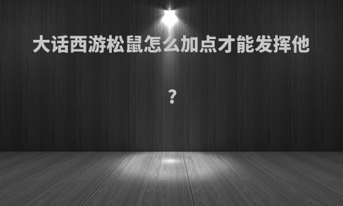 大话西游松鼠怎么加点才能发挥他?