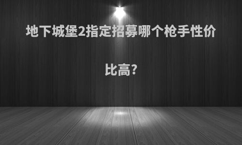 地下城堡2指定招募哪个枪手性价比高?