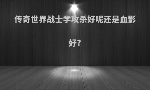 传奇世界战士学攻杀好呢还是血影好?