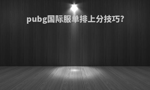 pubg国际服单排上分技巧?