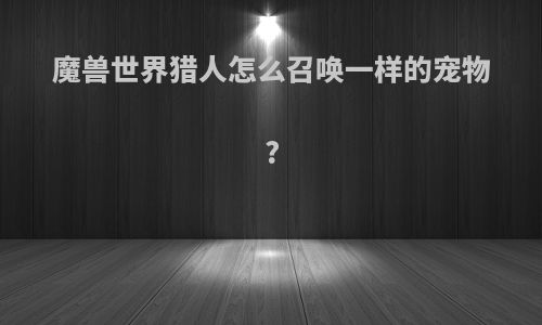 魔兽世界猎人怎么召唤一样的宠物?