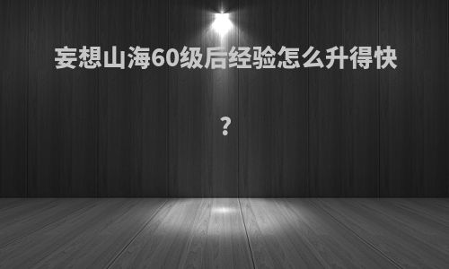 妄想山海60级后经验怎么升得快?