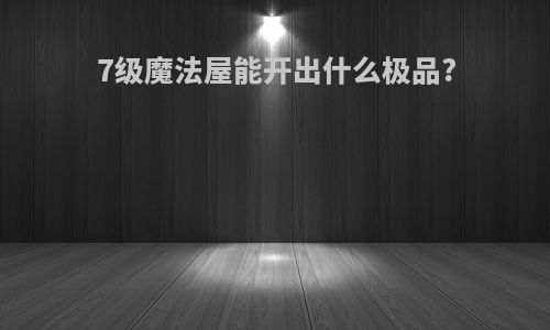 7级魔法屋能开出什么极品?
