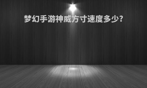 梦幻手游神威方寸速度多少?