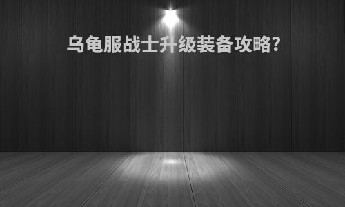 乌龟服战士升级装备攻略?