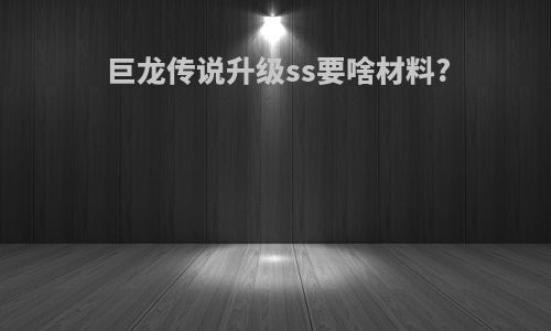 巨龙传说升级ss要啥材料?