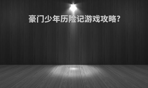 豪门少年历险记游戏攻略?
