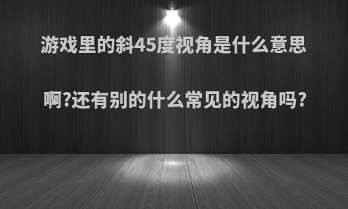 游戏里的斜45度视角是什么意思啊?还有别的什么常见的视角吗?
