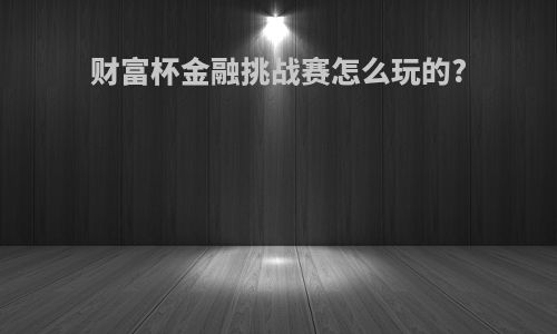 财富杯金融挑战赛怎么玩的?