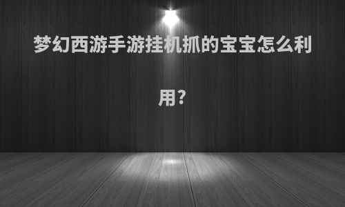 梦幻西游手游挂机抓的宝宝怎么利用?