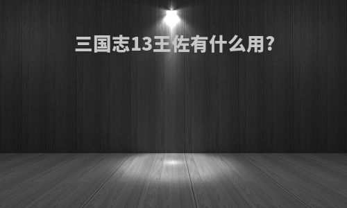 三国志13王佐有什么用?