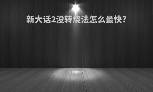 新大话2没转烧法怎么最快?