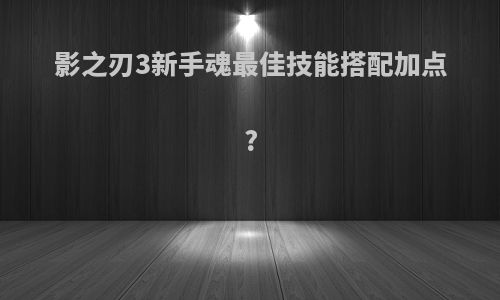 影之刃3新手魂最佳技能搭配加点?
