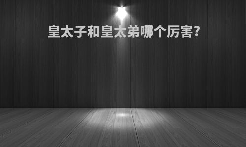 皇太子和皇太弟哪个厉害?