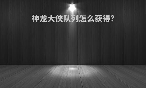 神龙大侠队列怎么获得?