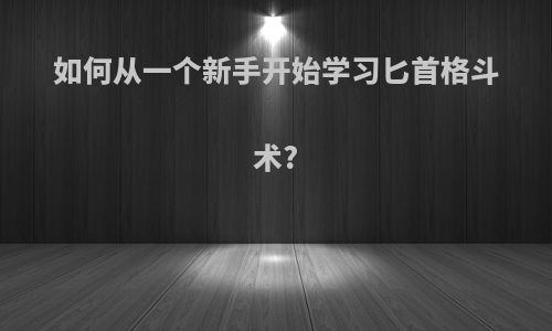 如何从一个新手开始学习匕首格斗术?