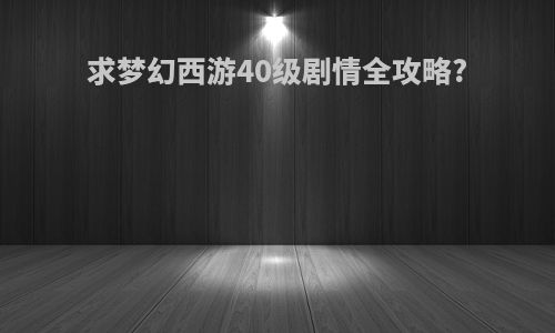 求梦幻西游40级剧情全攻略?