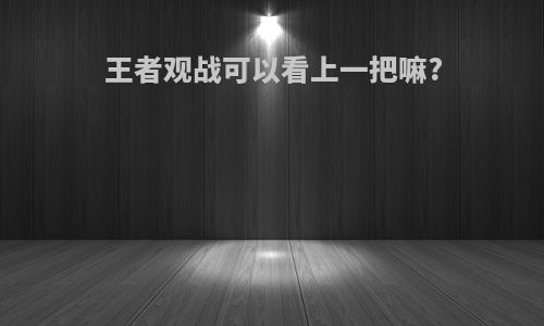 王者观战可以看上一把嘛?