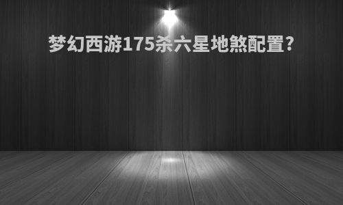 梦幻西游175杀六星地煞配置?