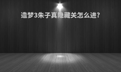 造梦3朱子真隐藏关怎么进?