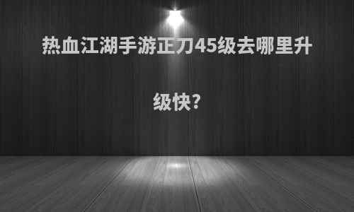 热血江湖手游正刀45级去哪里升级快?