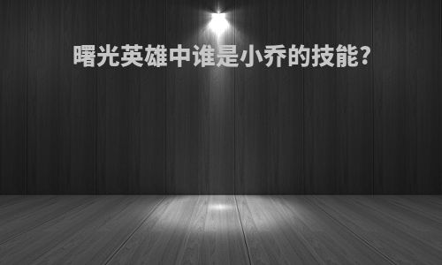 曙光英雄中谁是小乔的技能?