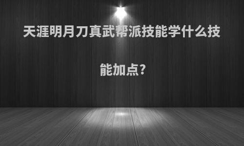 天涯明月刀真武帮派技能学什么技能加点?