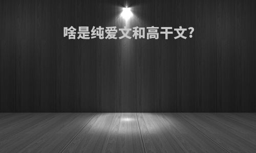 啥是纯爱文和高干文?