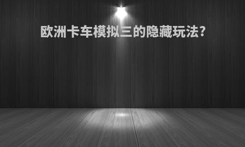 欧洲卡车模拟三的隐藏玩法?